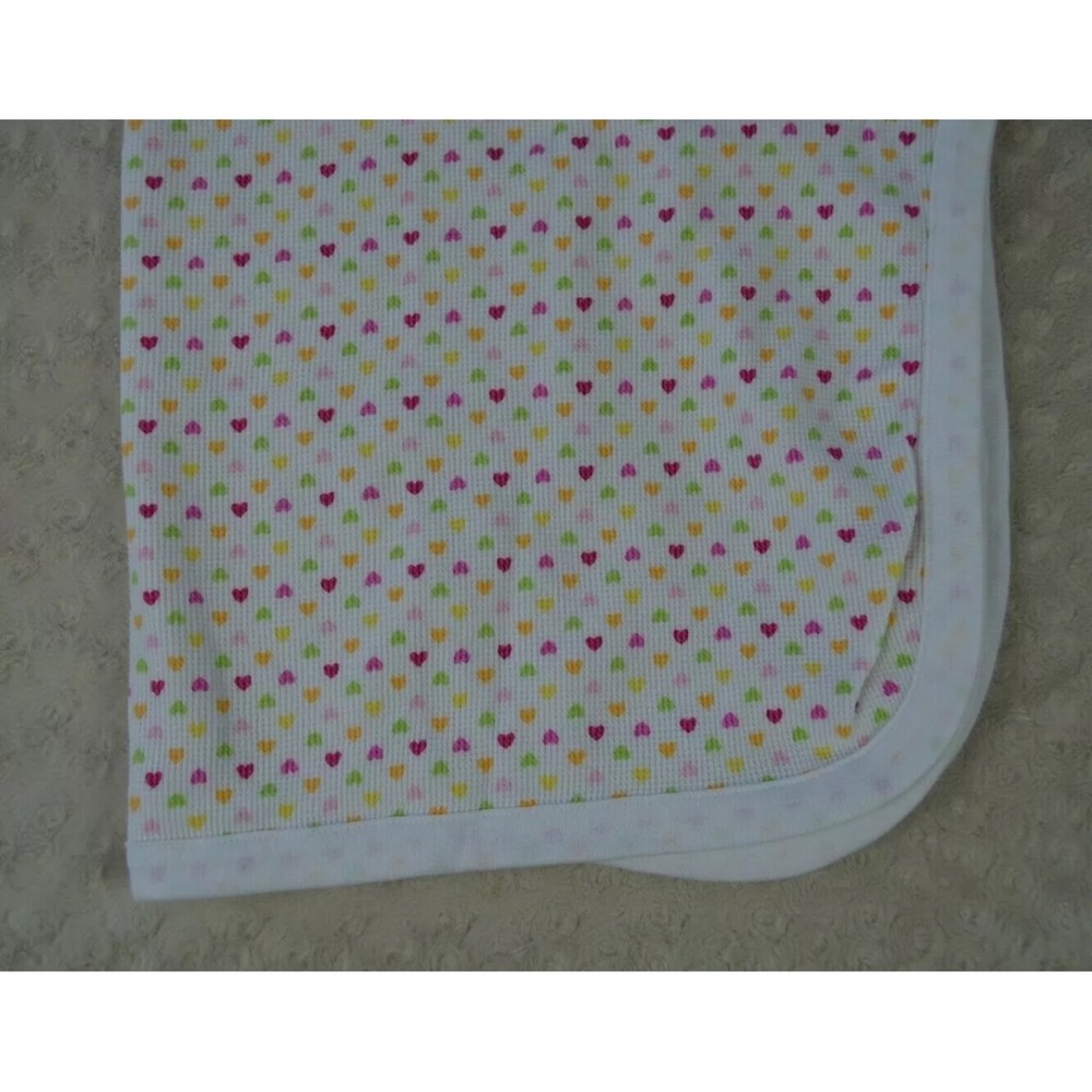 Garanimals Heart Baby Blanket Thermal Waffle Weave White Pink Green Yellow Lovey